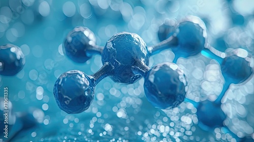 a molecular structure. The visual highlights the spherical atoms connected by bonds, with a focus on one part of the molecule 