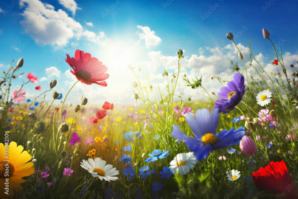 Meadow with flowers in spring
