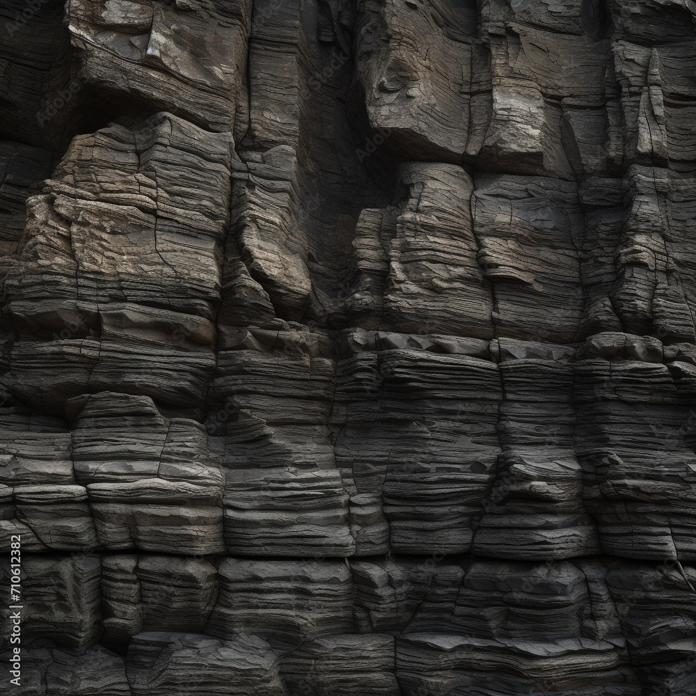 black rock cliffs texture, large scale, flat view, cinematography lighting created with Generative Ai