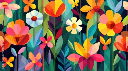 Vibrant geometric interpretation of a spring garden background