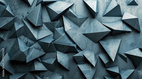 3D geometric shapes with metallic texture background