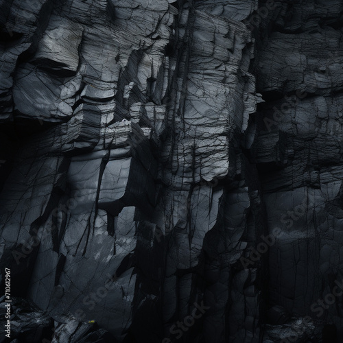 black rock cliffs texture, large scale, flat view, cinematography lighting created with Generative Ai © Andrii Yablonskyi