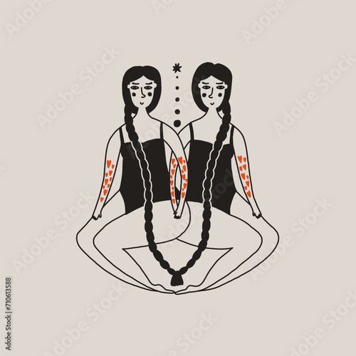 Folk zodiac sign gemini with women