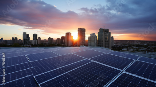 Solar Panels Overlooking City Skyline,Renewable Energy,Sustainable Energy,cabon tax