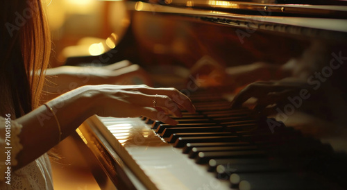 a woman playing the piano