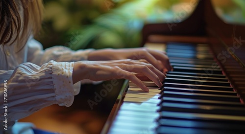 a woman playing the piano