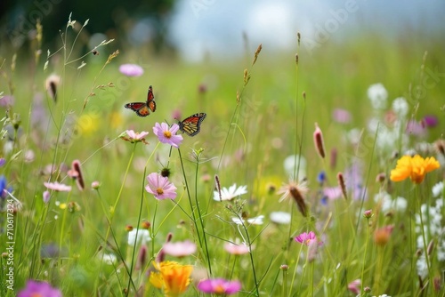 ields of wildflowers in full bloom, attracting butterflies and capturing the essence of summer
