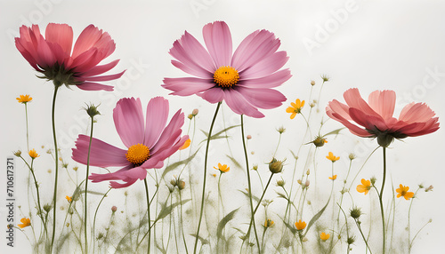 Beautiful Cosmos Flowers Isolate