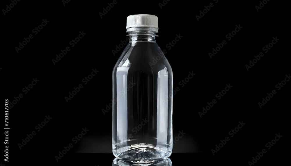 Empty water bottle with black transparent background 