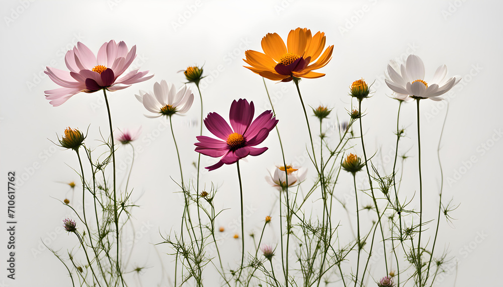 Beautiful Cosmos Flowers Isolate Beautiful Cosmos Flowers Isolate