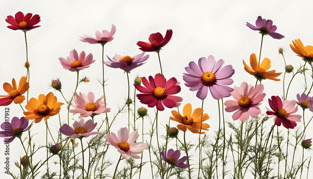 Beautiful Cosmos Flowers Isolate Beautiful Cosmos Flowers Isolate