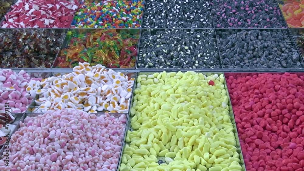 Stand selling chewy sugary confections in the playground.