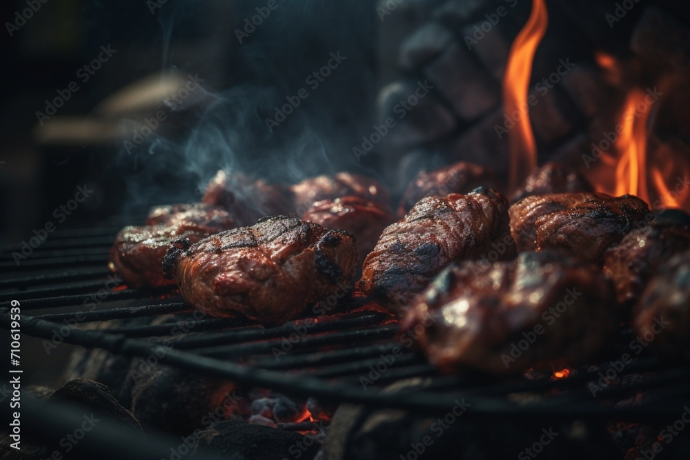Sizzling Grilled Perfection: Sumptuous Meat on the Barbecue, Culinary Bliss in Every Frame.