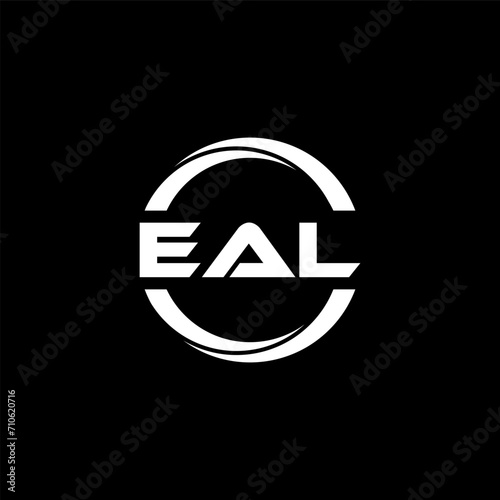 EAL letter logo design with black background in illustrator, cube logo, vector logo, modern alphabet font overlap style. calligraphy designs for logo, Poster, Invitation, etc. photo