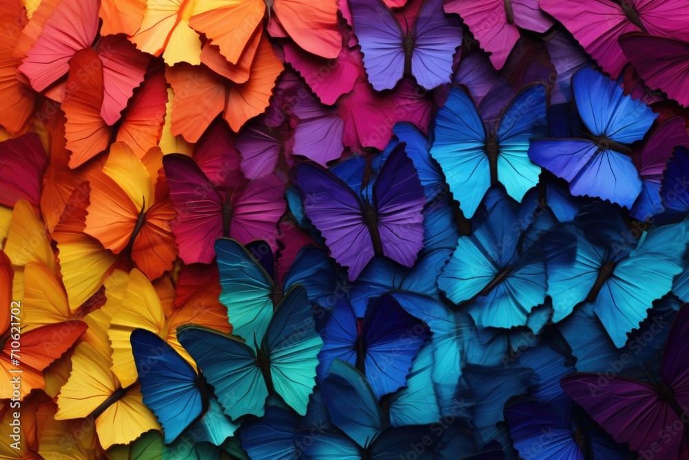 Multicolored Butterfly Patterns on Textured Background