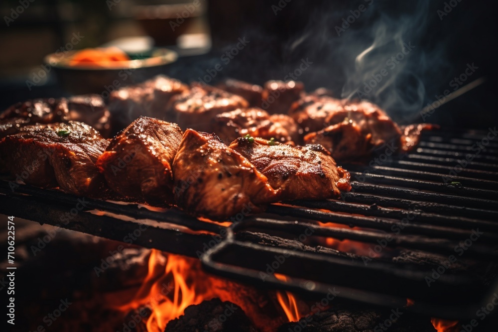 Sizzling BBQ Delight: Succulent Grilled Meat on the Barbecue, a Culinary Symphony of Flavor and Charred Perfection. Sizzling BBQ Delight: Succulent Grilled Meat on the Barbecue, a Culinary Symphony of Flavor and Charred Perfection.
