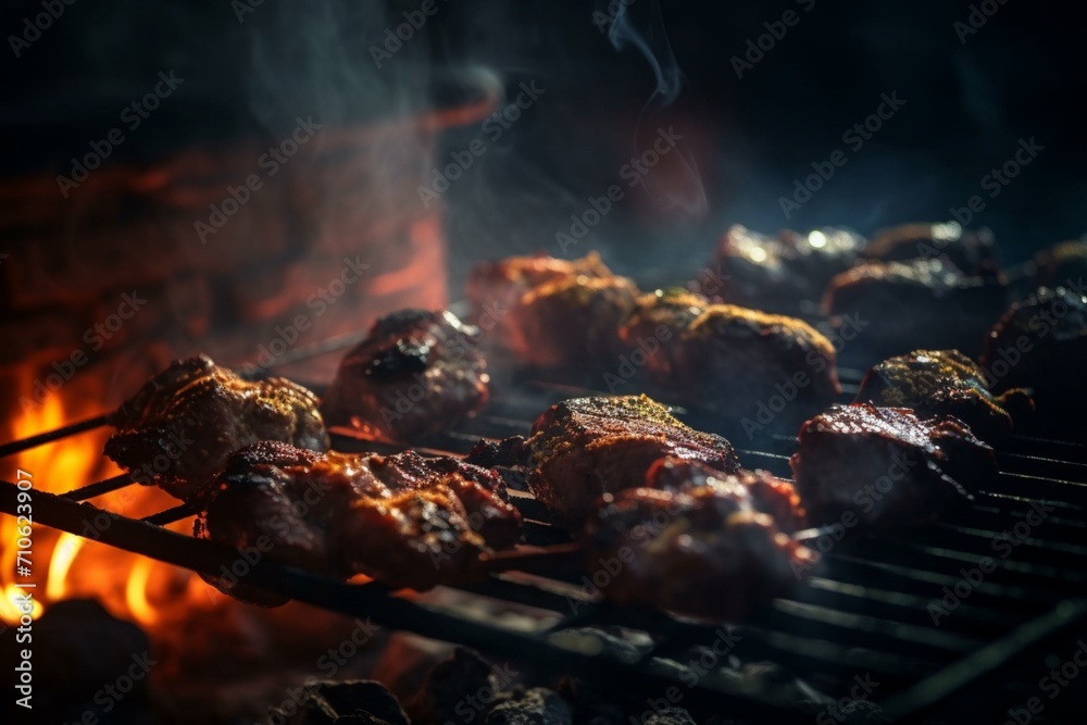 Sizzling BBQ Delight: Succulent Grilled Meat on the Barbecue, a Culinary Symphony of Flavor and Charred Perfection. Sizzling BBQ Delight: Succulent Grilled Meat on the Barbecue, a Culinary Symphony of Flavor and Charred Perfection.