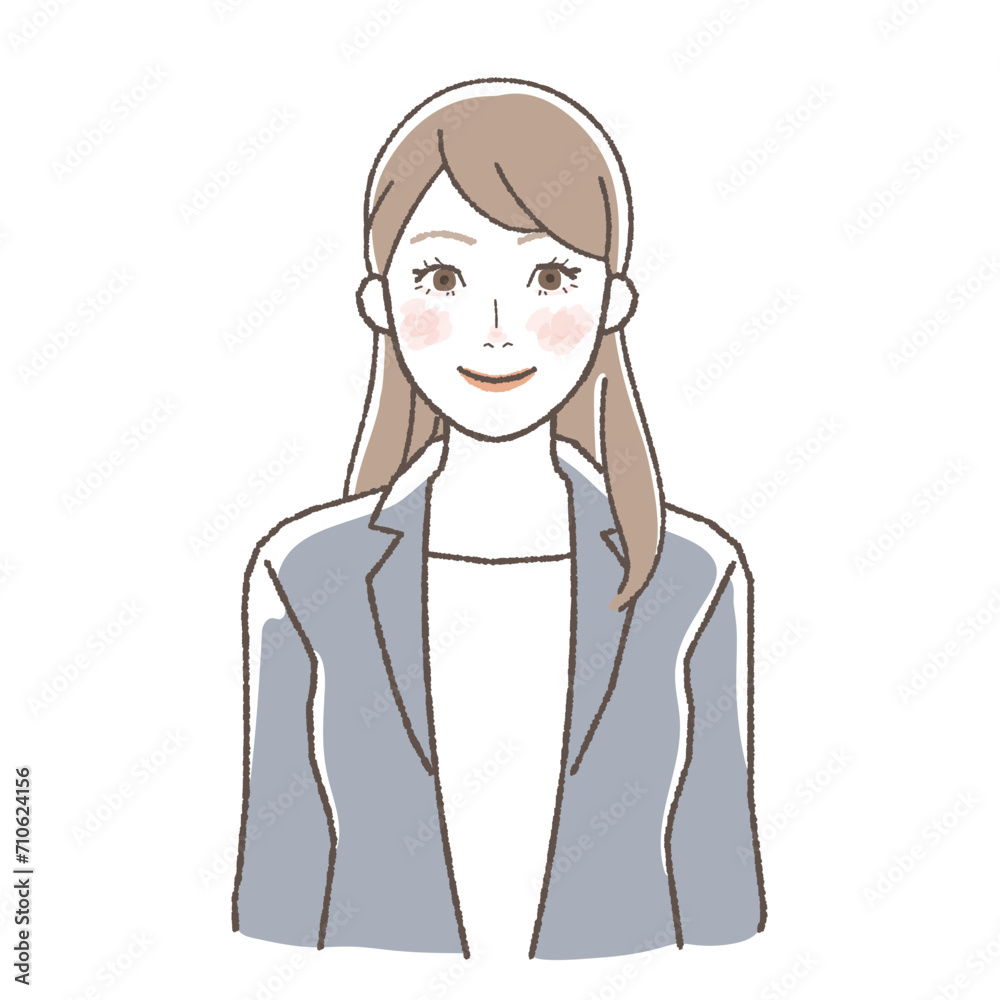 Smiling Business Woman Illustration, Upper Body Smiling Business Woman Illustration, Upper Body