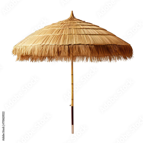 Straw Beach Umbrella Isolated on Transparent Background PNG