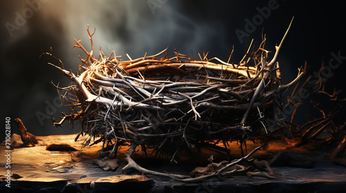 Crown of Thorns: A poignant composition of a crown of thorns, symbolizing sacrifice and redemption.