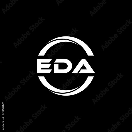 EDA letter logo design with black background in illustrator, cube logo, vector logo, modern alphabet font overlap style. calligraphy designs for logo, Poster, Invitation, etc.