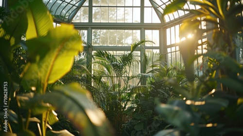 Sunlight streaming through a window in a greenhouse. Ideal for showcasing the natural lighting and growth environment in a greenhouse setting