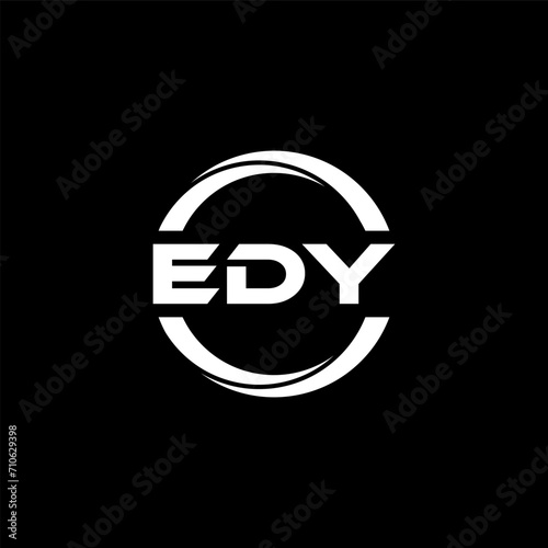 EDY letter logo design with black background in illustrator, cube logo, vector logo, modern alphabet font overlap style. calligraphy designs for logo, Poster, Invitation, etc. photo