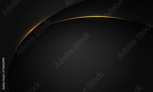Abstract gold line light curve black shadow on dark grey geometric with blank space design modern luxury background vector