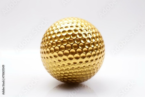 isolated golden golf ball on white background. Generative AI