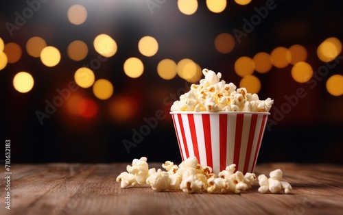 Popcorn bucket on the table...
