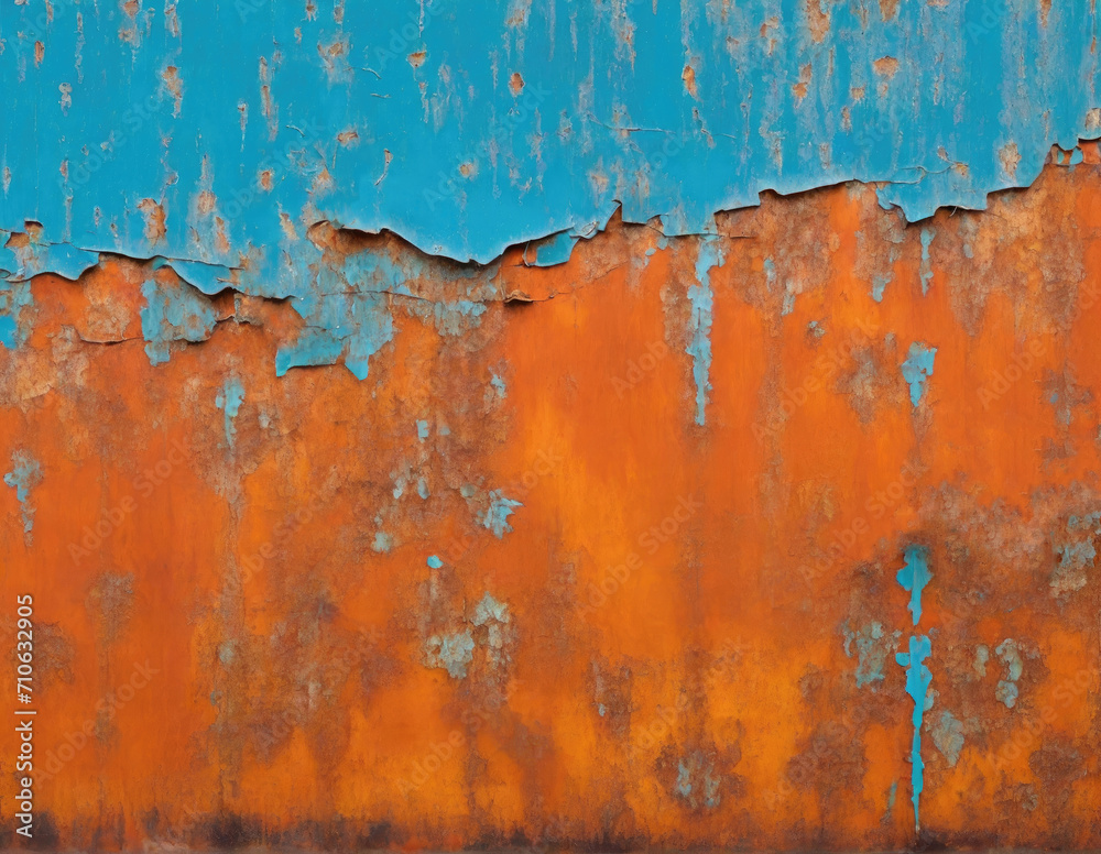 Fototapeta premium Blue painted rusty metal texture background