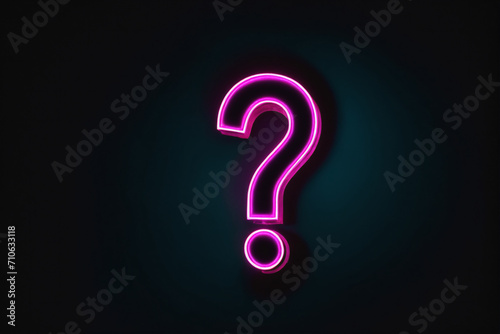 Neon question mark shape in the darkness - Concept