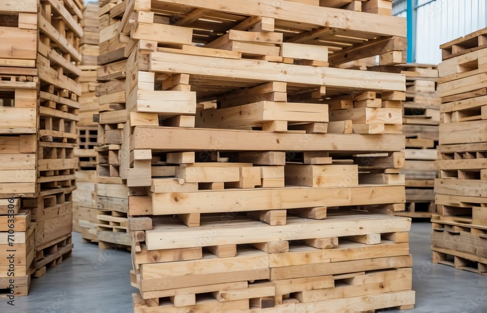 stack of wooden pallets, industrial logistics