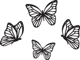 Black silhouette of butterflies, mockup in vector for laser cutting