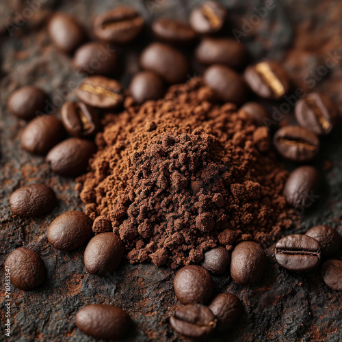 Close-up shot of dark and light coffee beans on a wooden background