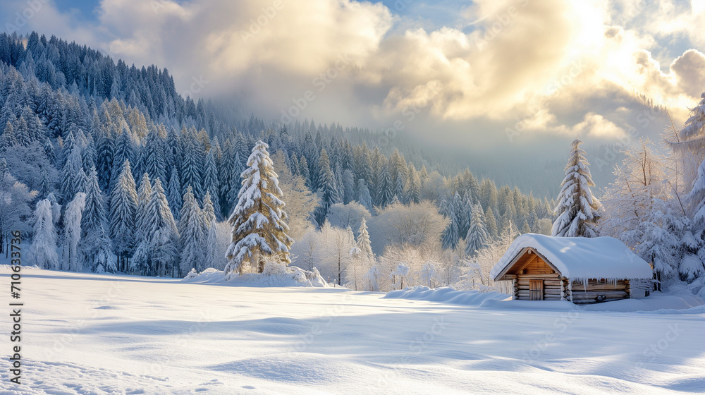 Solitude in Snow: A Cabin's Winter Tale