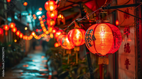 Chinese New Year Lanterns, Vibrant Celebration in Chinatown