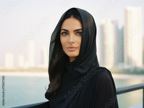 Modern arabic woman with hitjab in a veil  photo