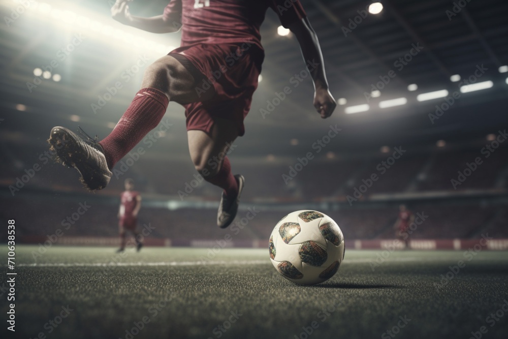 soccer player kicking ball