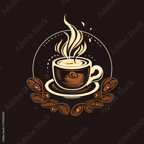 Coffee. Template Label Logo Tag. Vintage logo cute