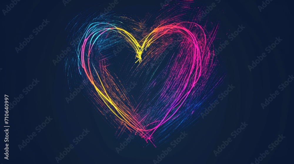 A vibrant neon heart shining brightly against a black background. Perfect for adding a touch of modernity and love to any design project A vibrant neon heart shining brightly against a black background. Perfect for adding a touch of modernity and love to any design project