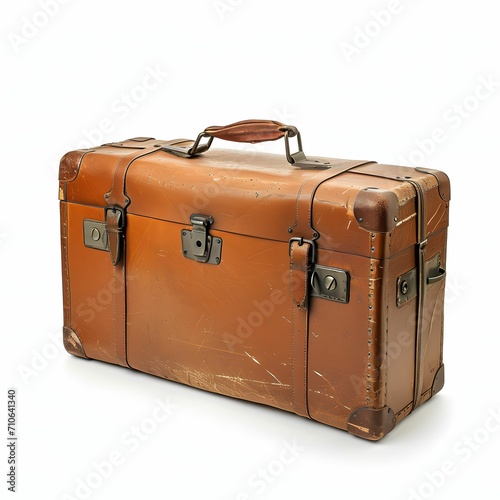 Classic Travel Suitcase Isolated on White Background