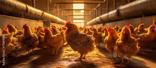 Fotografia Chicken farming in a closed system. Production for laying hens