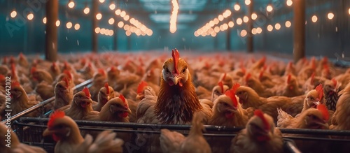 Chicken farming in a closed system. Production for laying hens photo