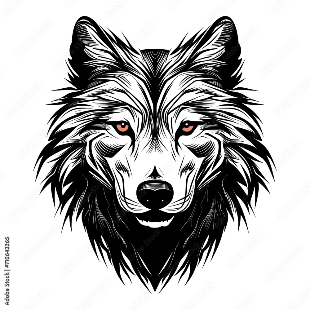 Wolf head mascot. Wolf silhouette isolated on a white, wild animal, a logo with the wolf, isolated on a white background