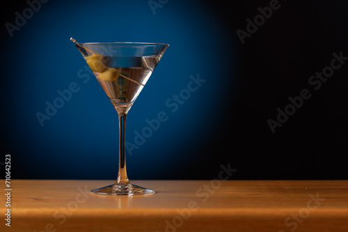 Cocktail allure: Classic martini cocktail on a bar table