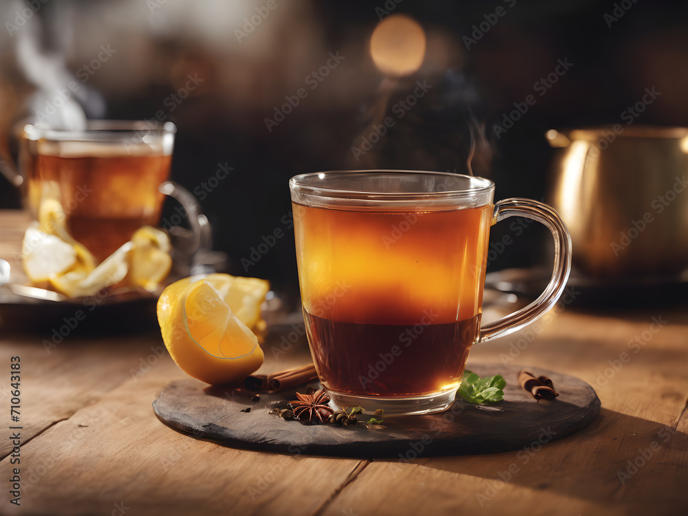 cup of tea with lemon and cinnamon cup of tea with lemon and cinnamon