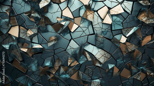 Abstract cracked texture with blue and golden tones