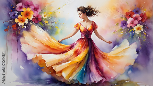 woman with rainbow flowers
