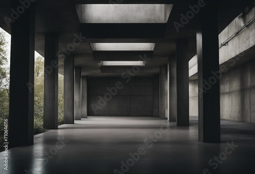 Dark and dim concrete shelter